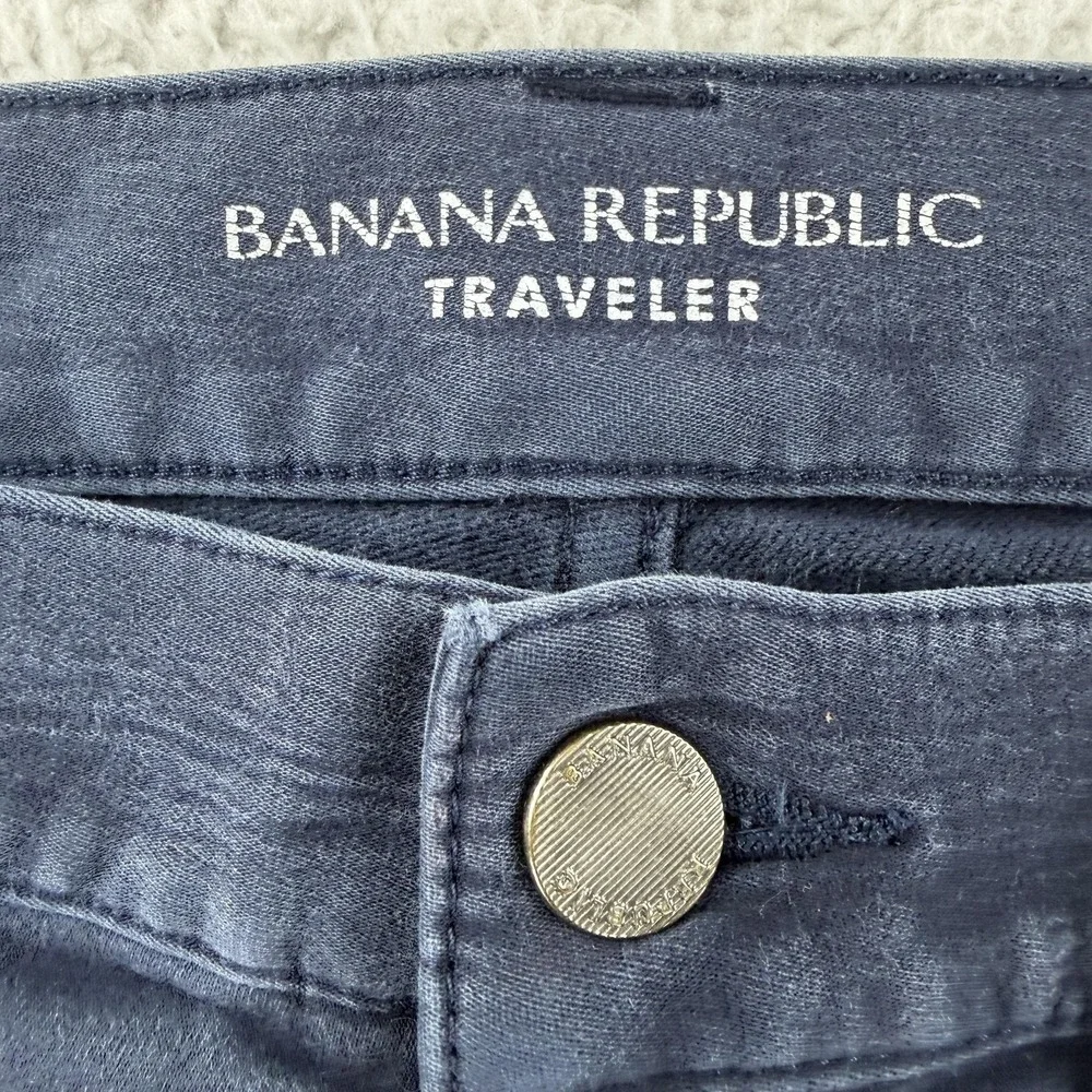 Banana Republic Slim Traveler Jeans Mens 33x30 Navy Slim Tapered Denim Pants